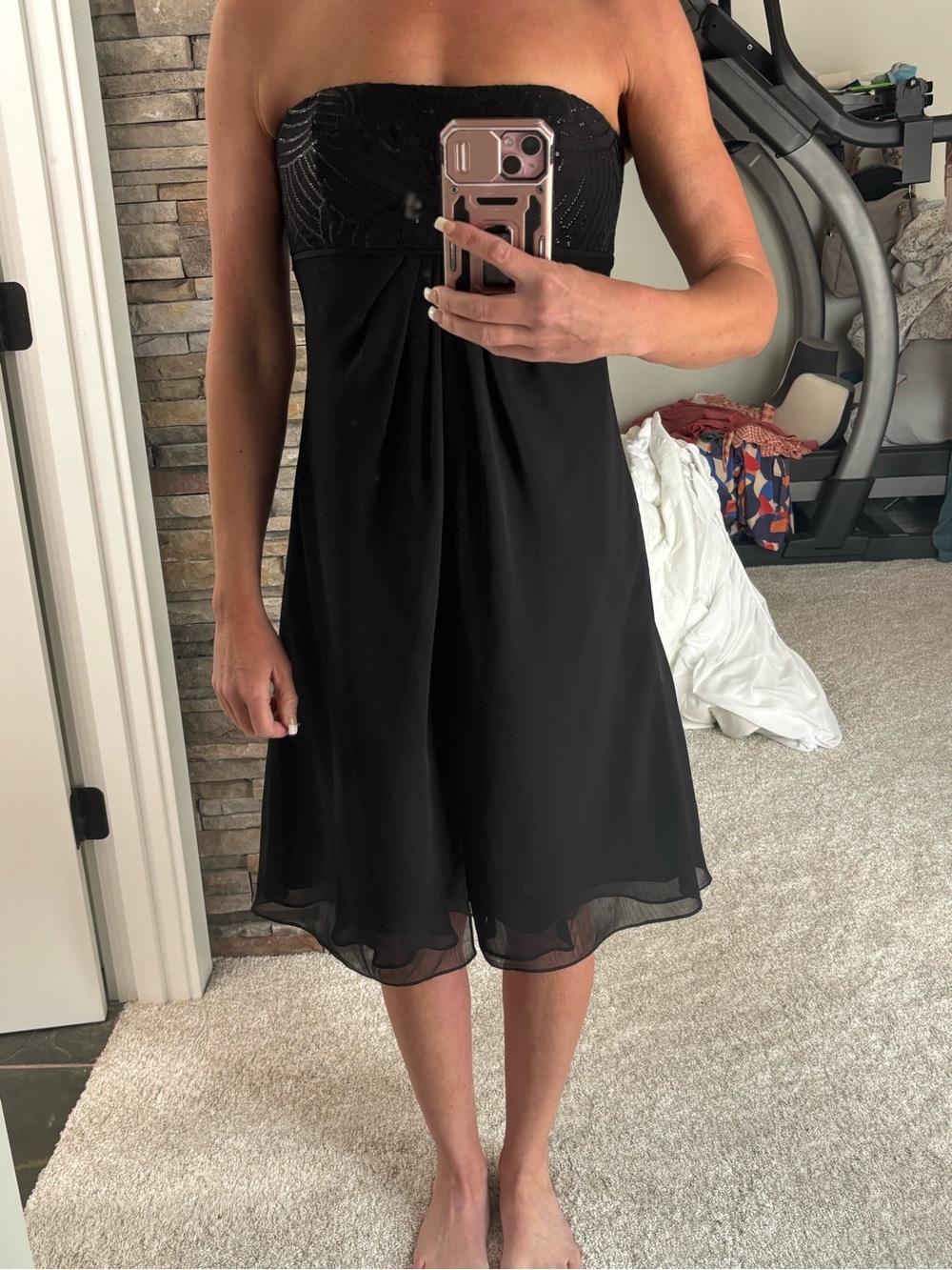 David's Bridal Strapless Black Cocktail Dress